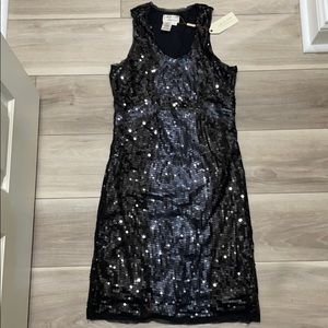 Black sequined shift dress